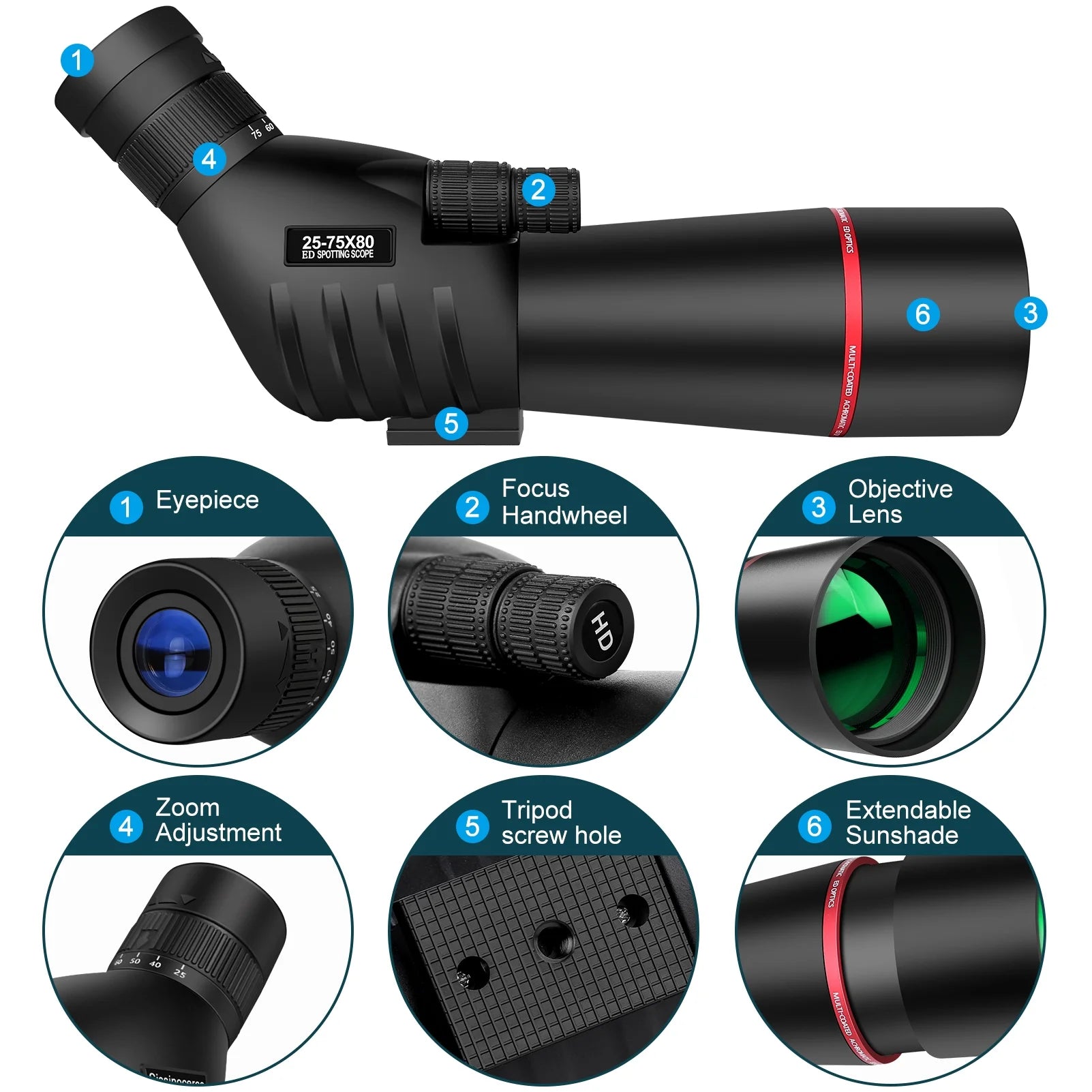 25-75x80 Zoom Spotting Scope